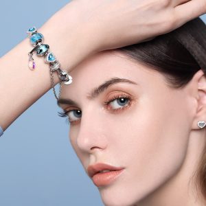 S925 Sterling Silver Transparent CZ White Enamel Shiny Pot Safety Chain