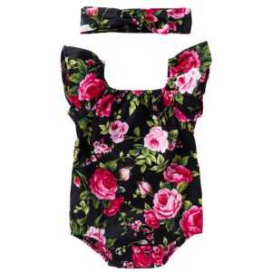 Children's wear, baby, cotton, baby, baby print, small flying sleeves, romper