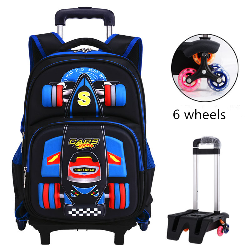 Three Dimensional Car Boys Primary School Trolley School Bag - Image 5