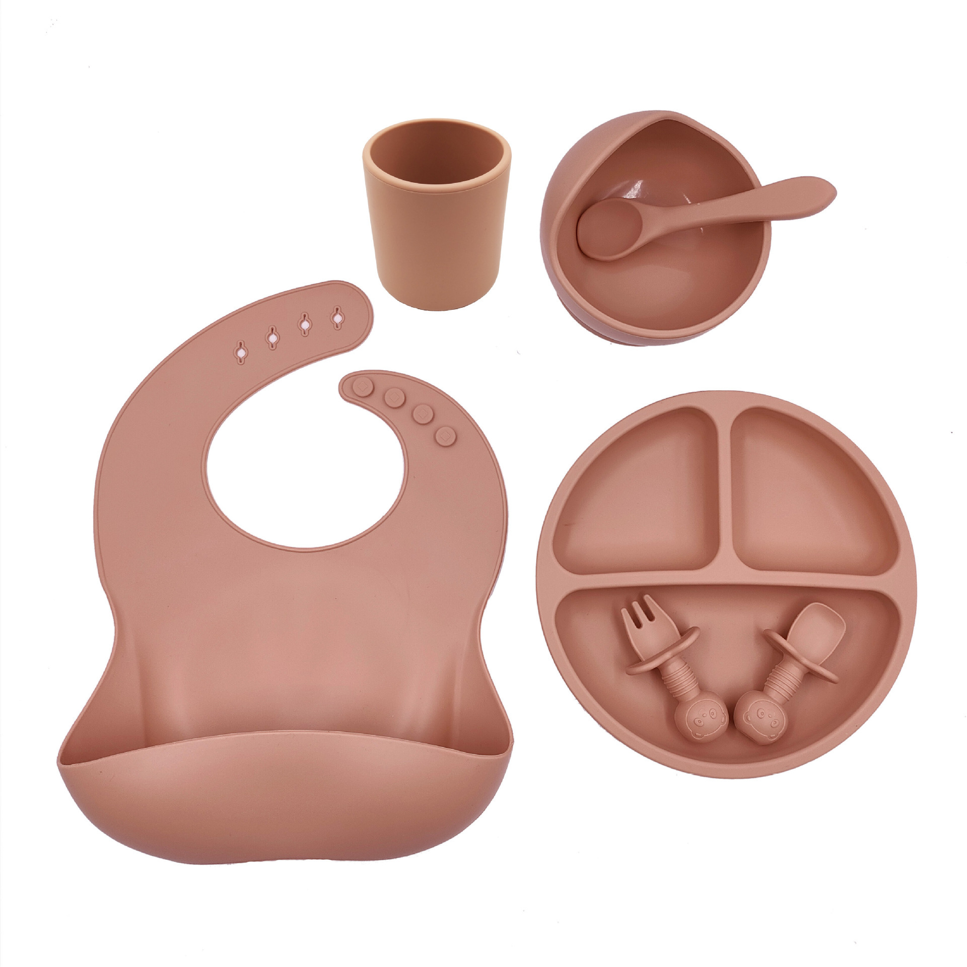 Baby Cutlery Set Silicone Bib Silicone Cup Spoon - Image 2