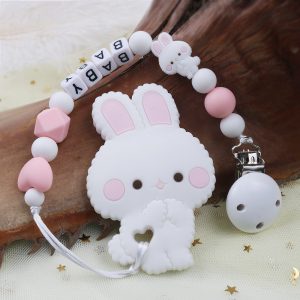 Baby Silicone Rabbit Dental Gel Set Bite Comfort Pacifier Chain