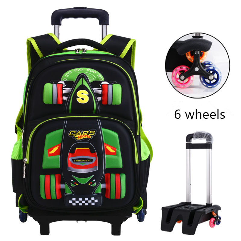 Three Dimensional Car Boys Primary School Trolley School Bag - Image 3