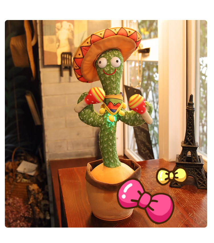 Luminous Electronic Dancing Cactus Recording Singing Decoration Gift For Kids Early Education Toys Knitted Fabric Plush Toy - Image 3